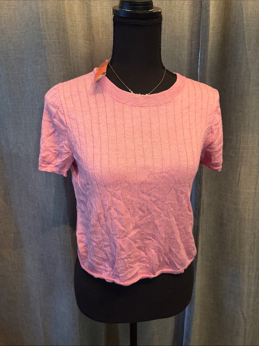 J. Crew Women's Short-Sleeve Ribbed Crop Tee - Pink